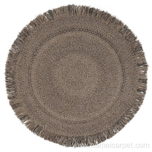 Hand braided woven round boho area rugs